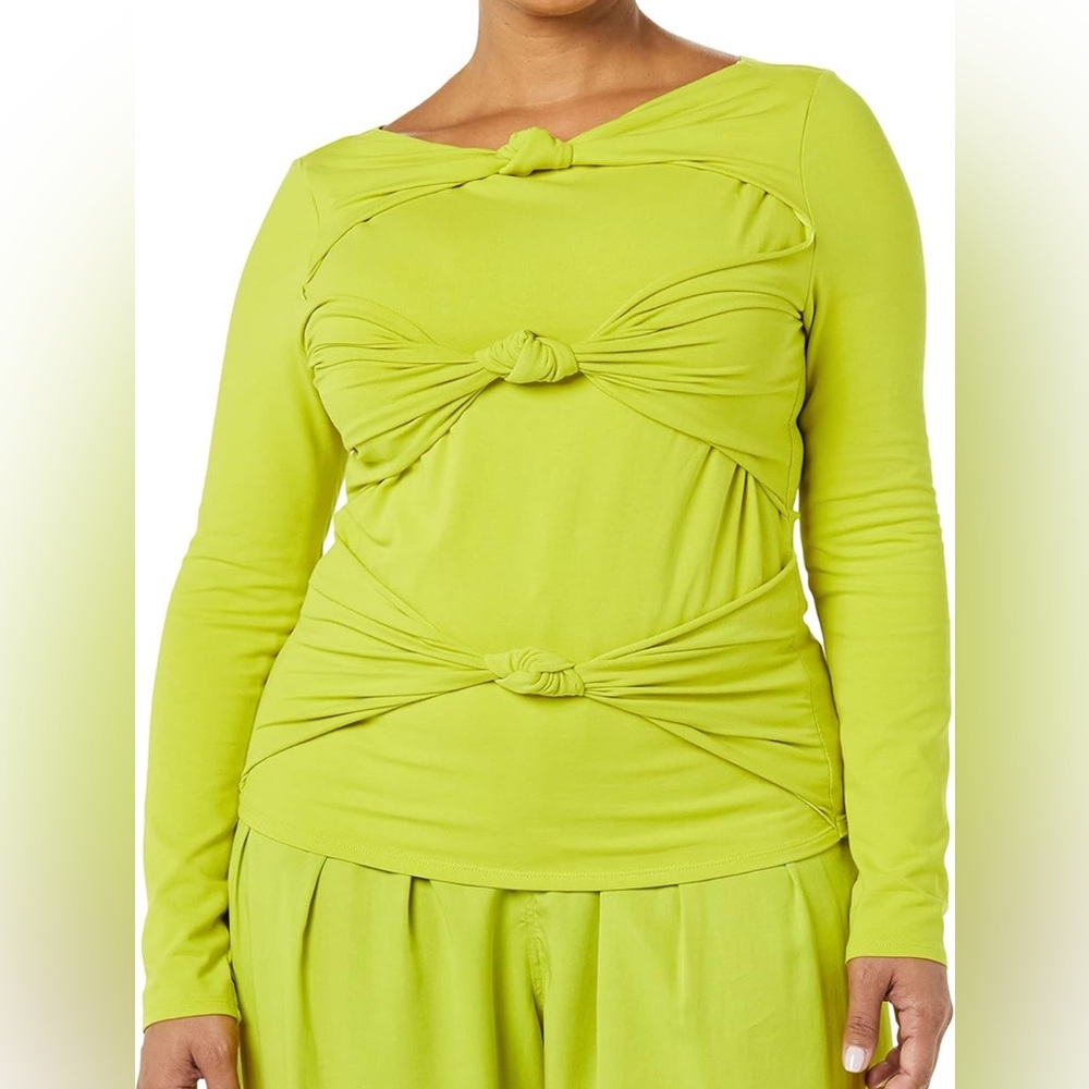 Terea by Andrea Pitter Citronelle Green Knot Front Long Sleeve Top US 18/20 XXL